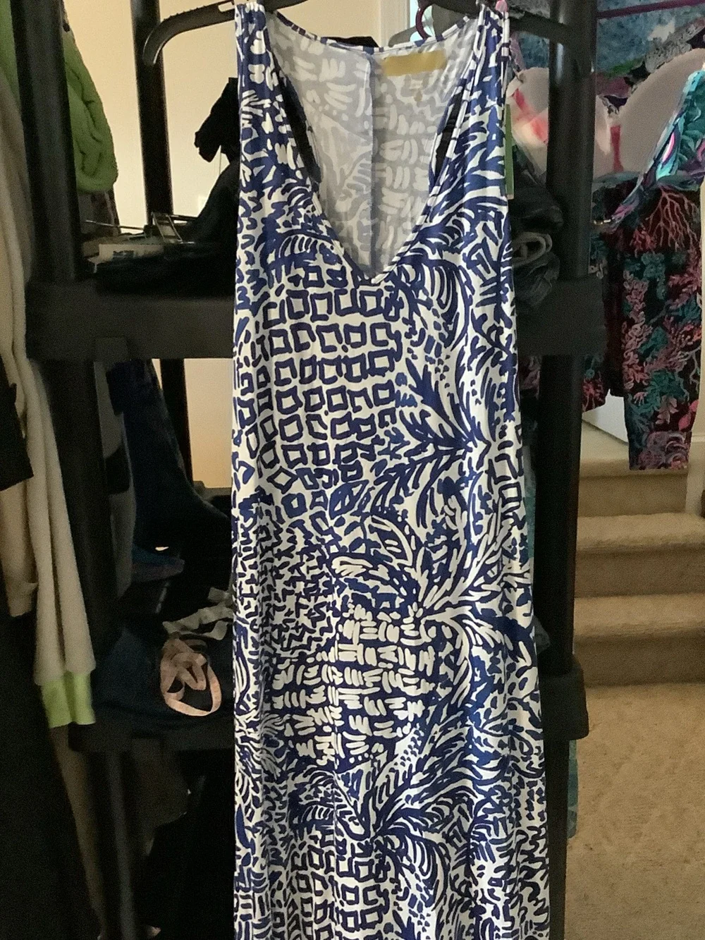 lilly pulitzer kerri maxi dress Lilly Pulitzer Blue and White Kerri Maxi Dress Size XS Indigo Slice Pineapple